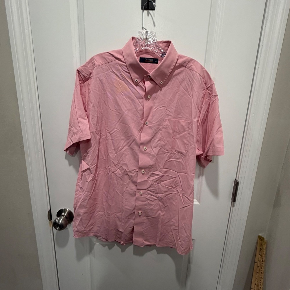 Cremieux Mens Short Sleeve Shirt Performance Micro Check Pink Size L